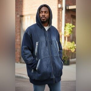 Vintage Platinum Gear Jean Jacket Mens 3XL Denim Y2K Hip Hop Embroidered